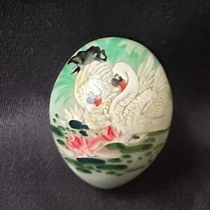 Hand-Painted Green Swan  Egg
